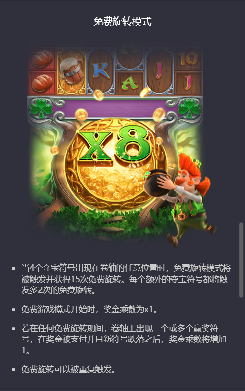 PG电子爱尔兰精灵免费旋转模式玩法说明图