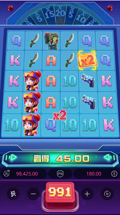 试玩丧尸大作战模拟器转遇到一个奖金翻倍符号